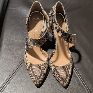 Jessica Simpson Parisah Snakeskin D'Orsay Pointed Toe Pumps